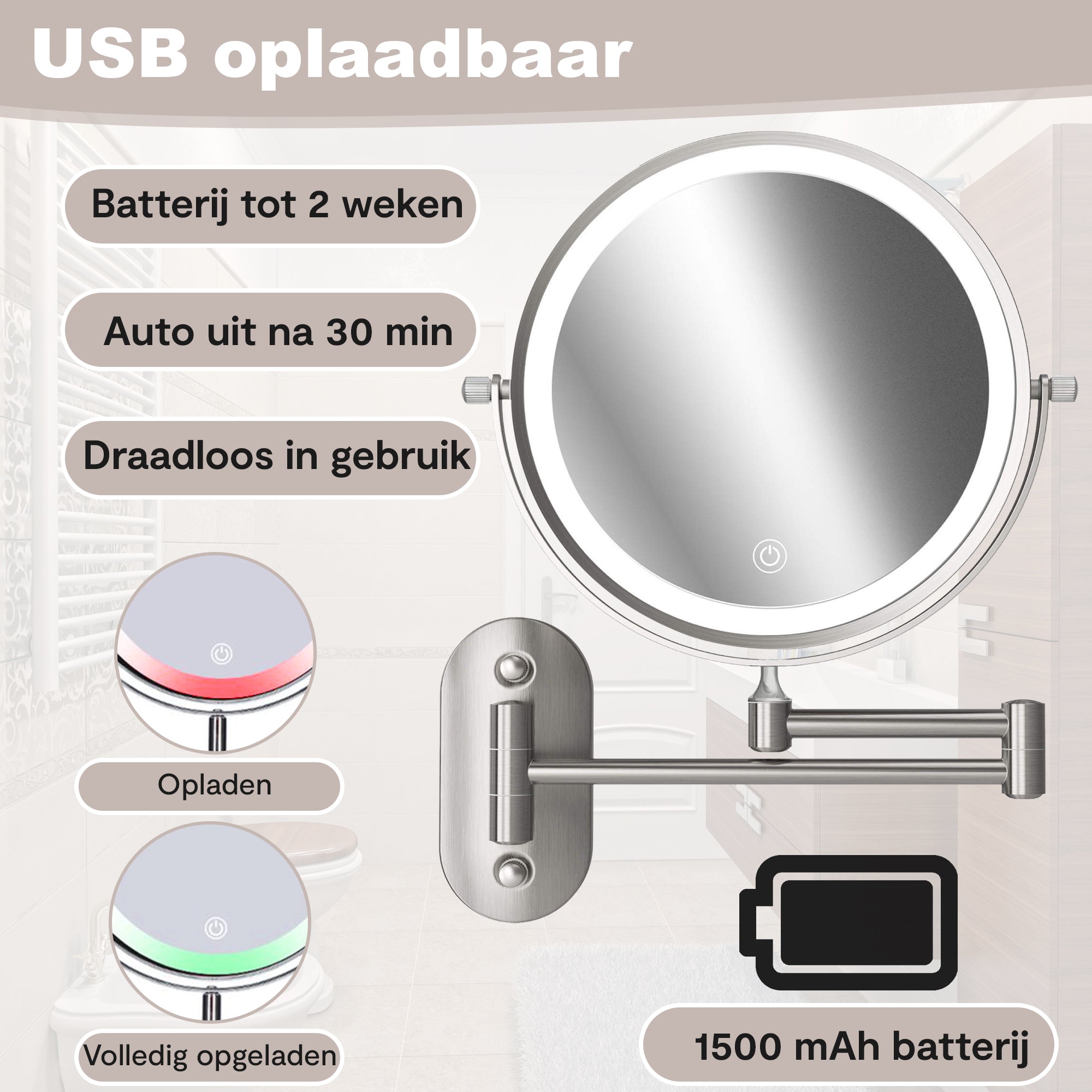 Satijn Geborsteld | Led Verlichting | 10x Vergroting