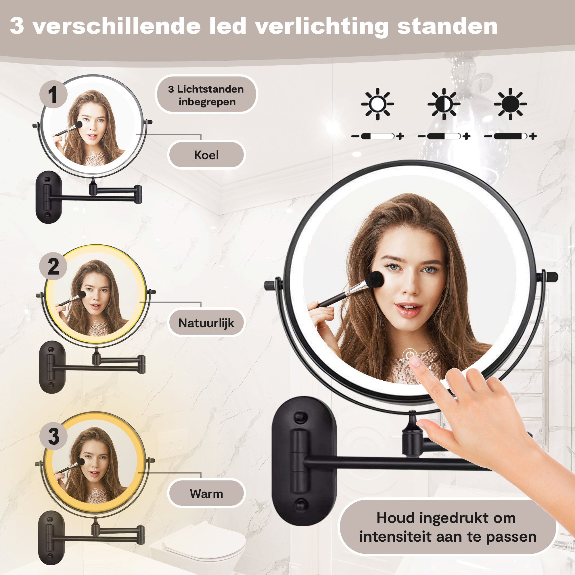 Mat Zwart | Led Verlichting | 10x Vergroting