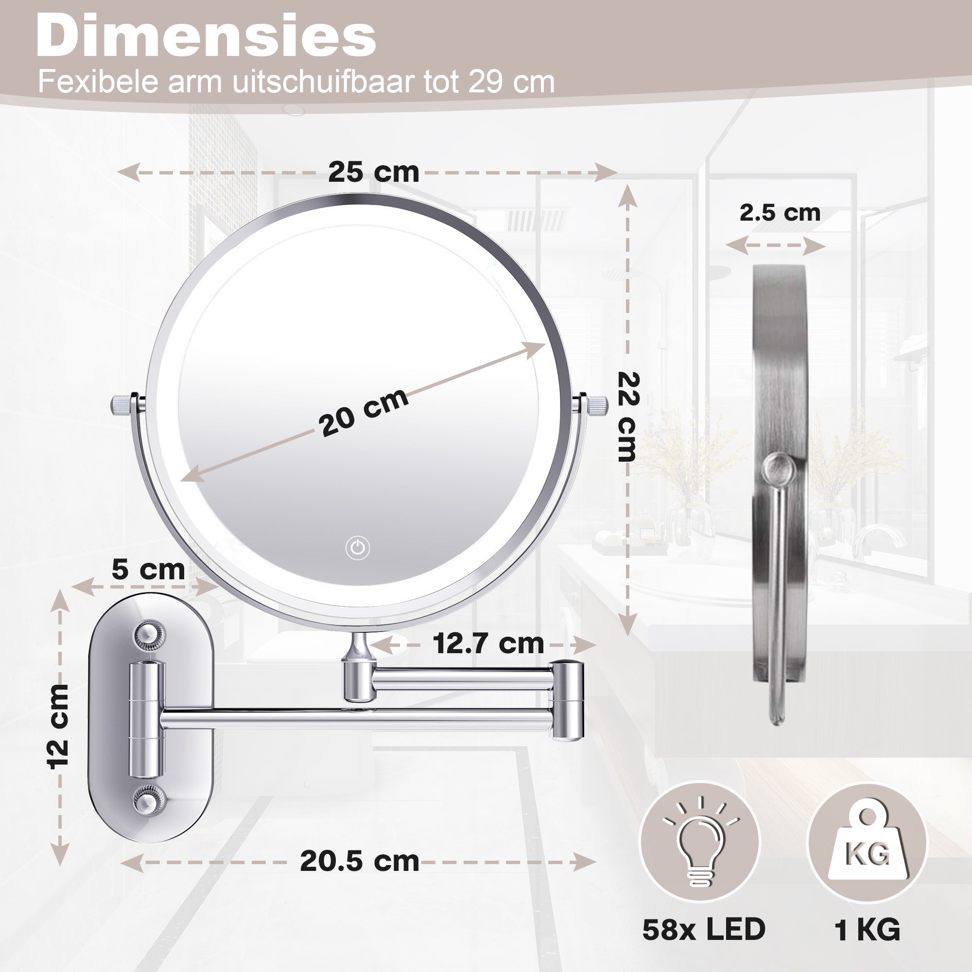 Chroom | led Verlichting | 10x Vergroting