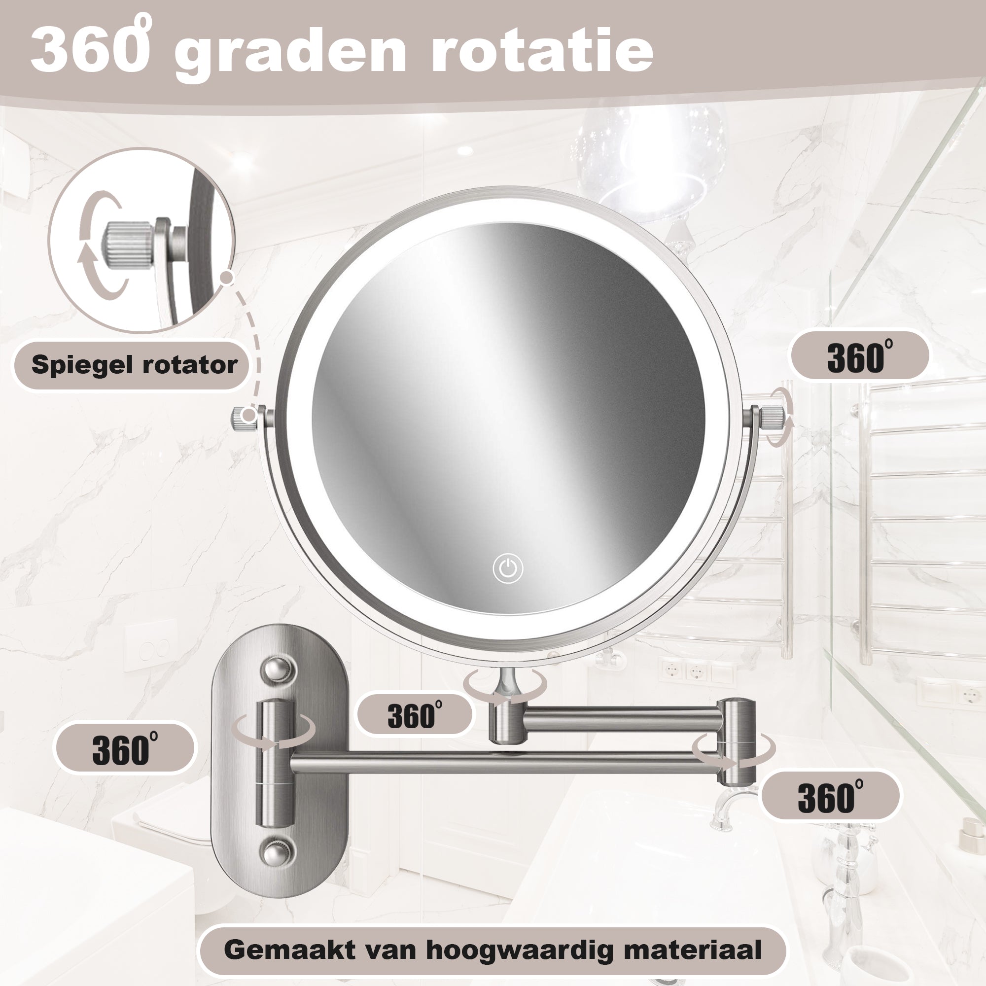 Satijn Geborsteld | Led Verlichting | 10x Vergroting