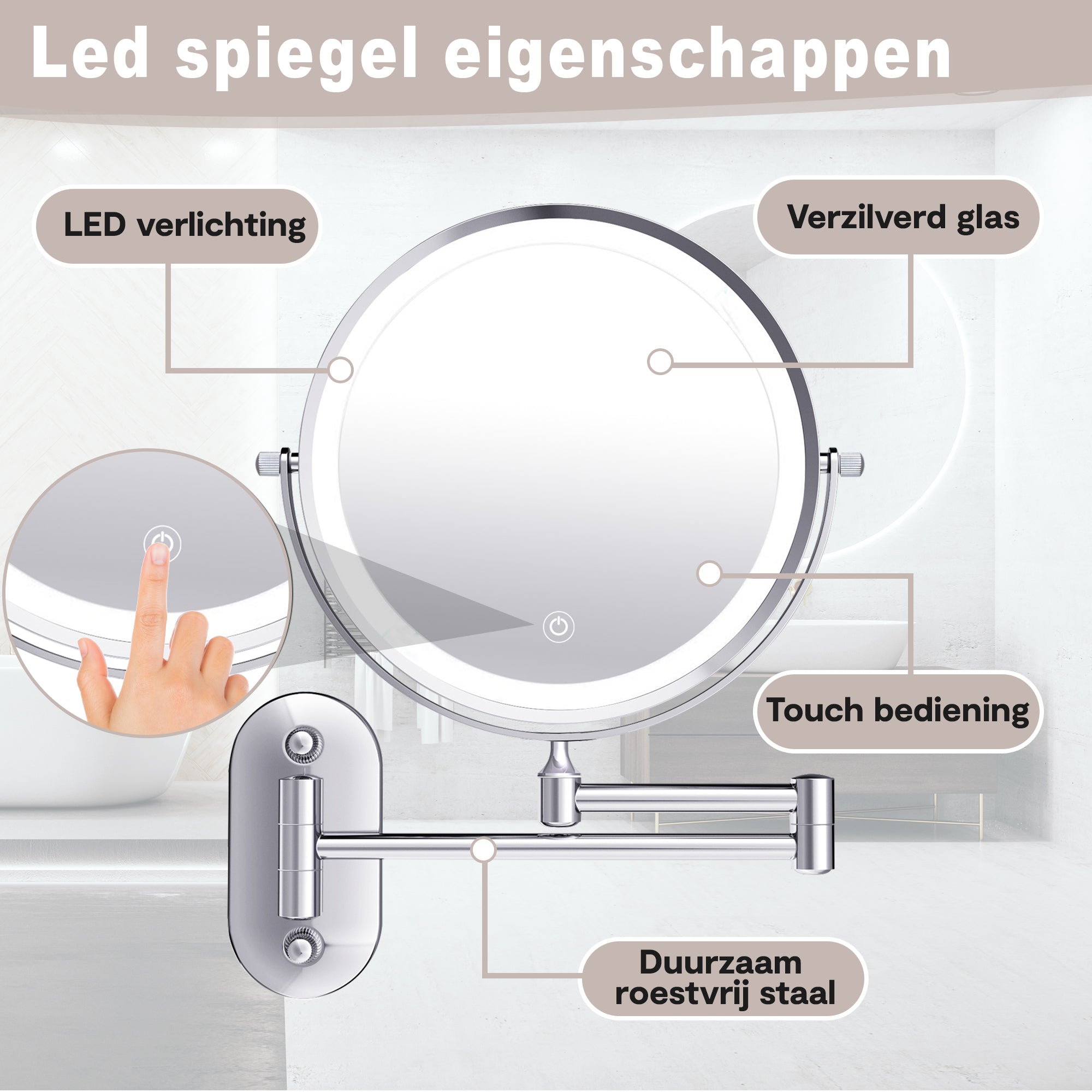 Chroom | led Verlichting | 10x Vergroting