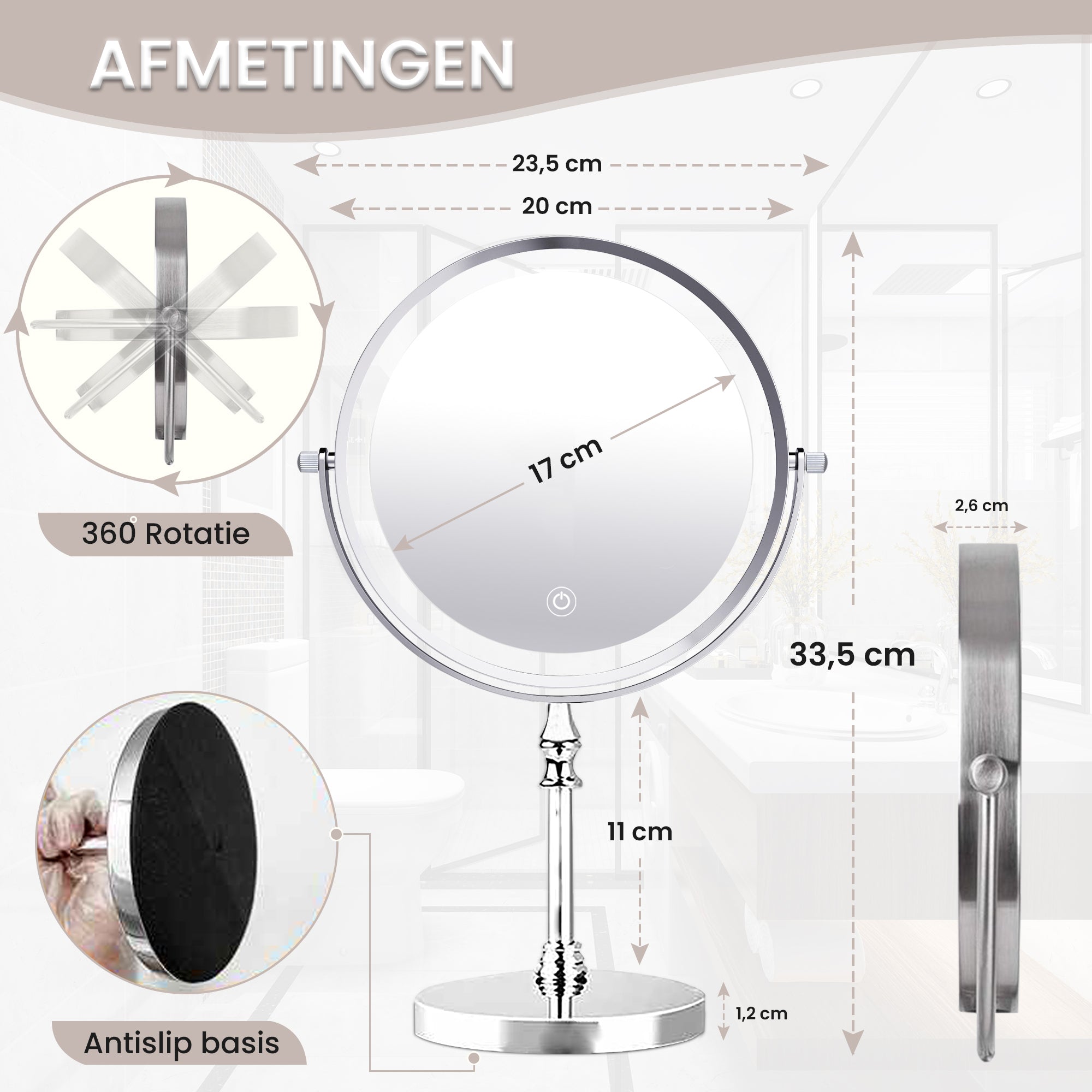 Chroom | led verlichting | 10x Vergroting